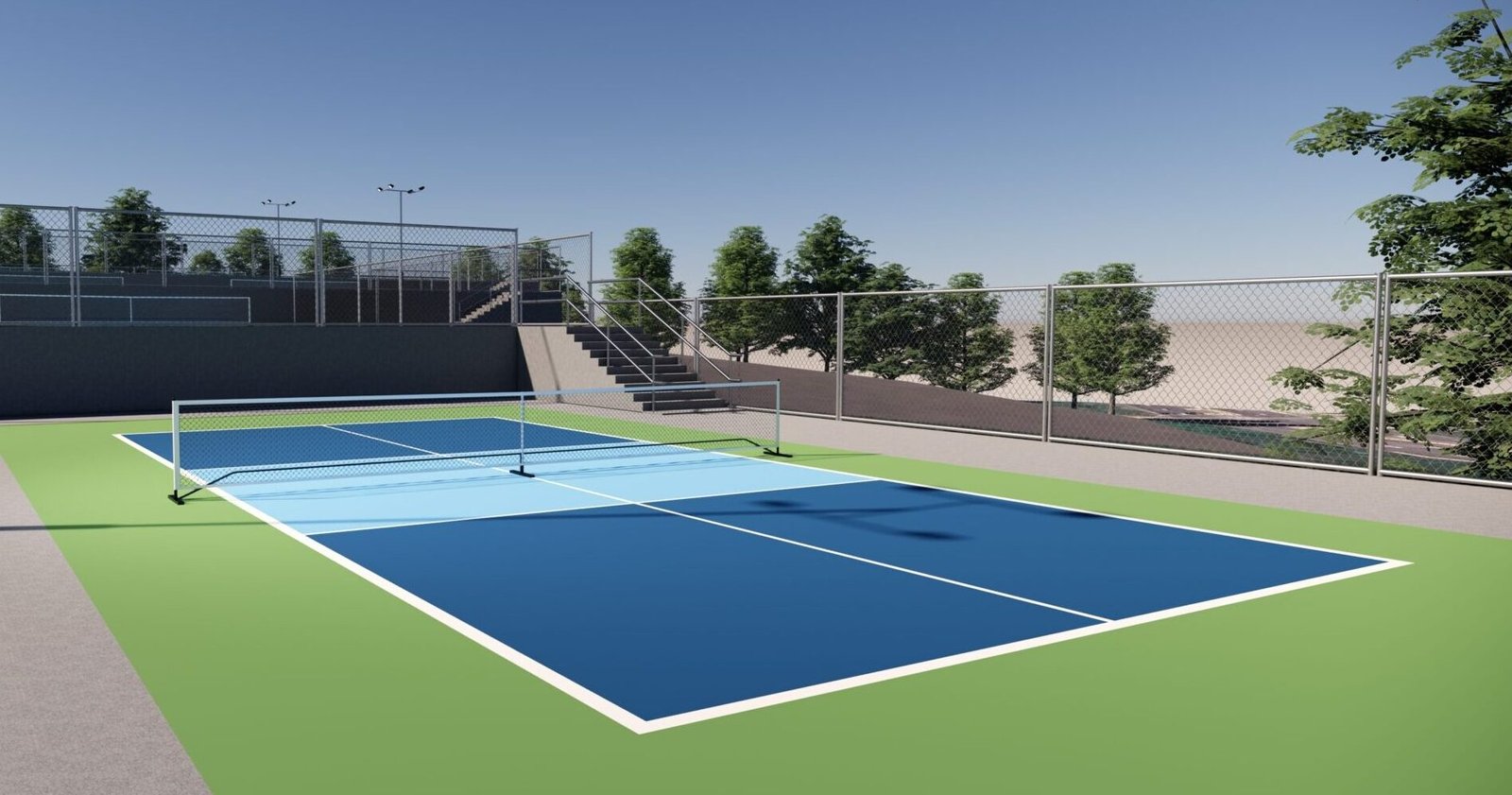 indoor pickleball court illustration 3d render